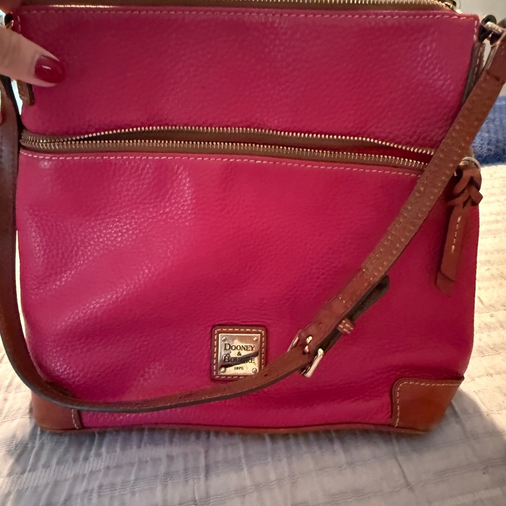 Dooney & Bourke Fuchsia and Brown Crossbody Bag
